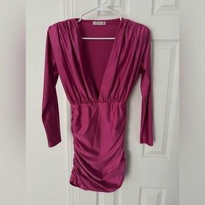 Pink long sleeve formal dress